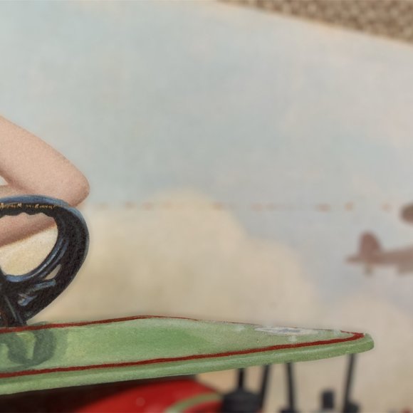 APPLEJACK ART Print on Canvas Female Aviator 1926 By-plane Distressed Frame - Picture 6 of 11